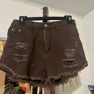 Distressed Brown Women Shorts